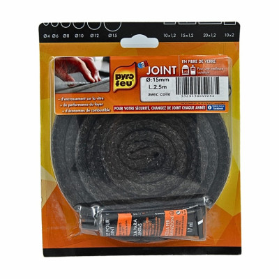 Joint rond d'étanchéité porte poêle, insert bois et granulé 15 mm