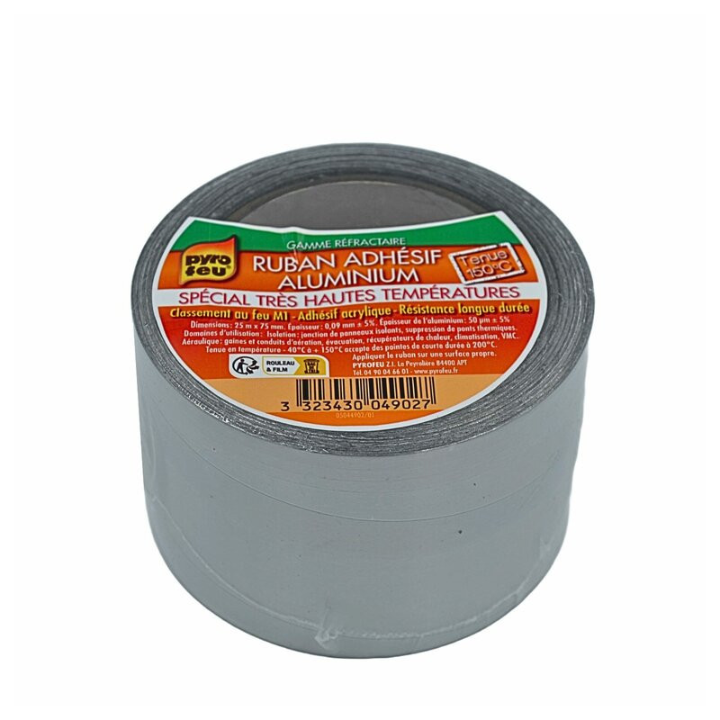Ruban adhésif, scotch aluminium hautes températures Rouleau 25m