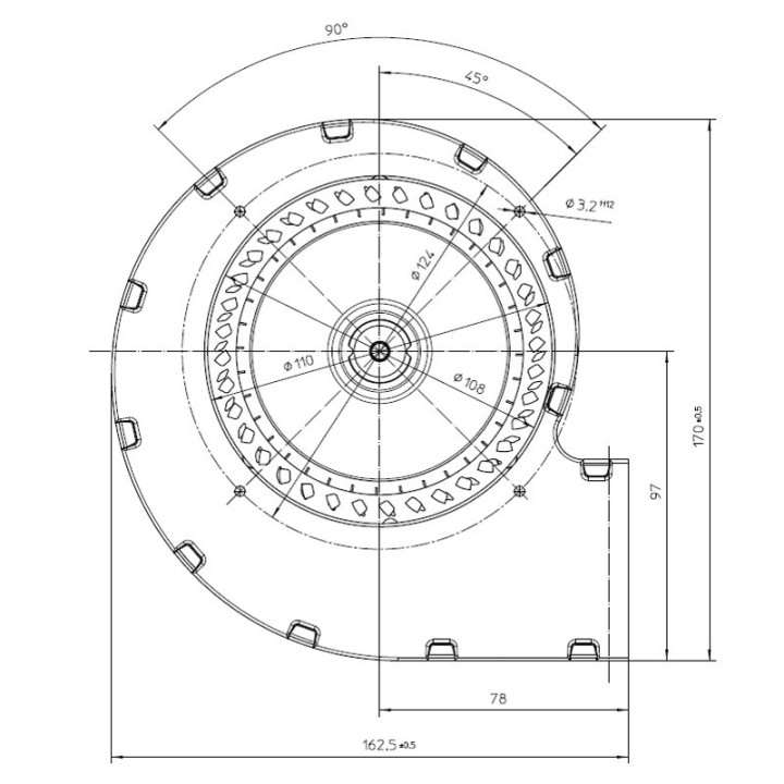 RAVELLI Ventilateur centrifuge droit pour poêle à granulé