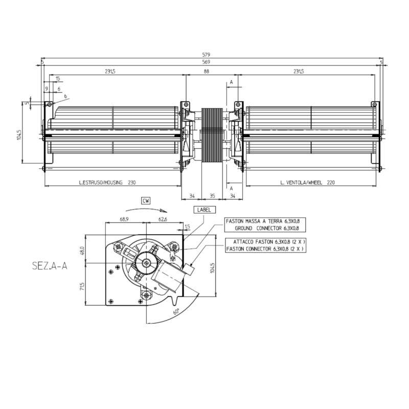 EDILKAMIN Ventilateur tangentiel double pour poêle à granulé