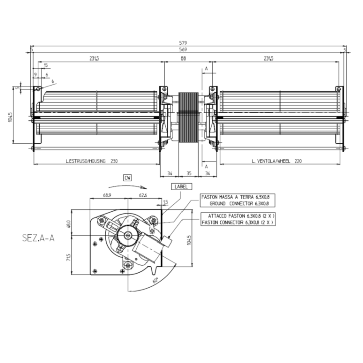 EDILKAMIN Ventilateur tangentiel double pour poêle à granulé