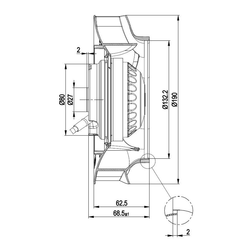 VENTILATEUR TANGENCIEL centrifuge pour poêle à granulé pellet 190