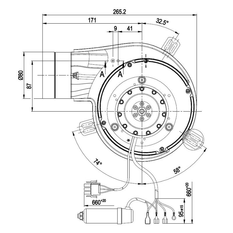 VENTILATEUR EXTRACTEUR DES FUMÉES pour poêle à granulé G2E150DN9112