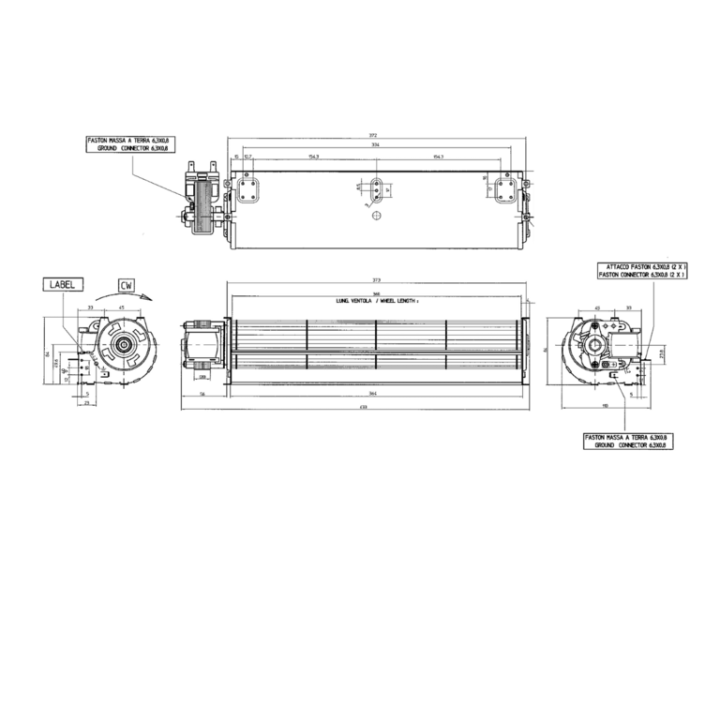 VENTILATEUR TANGENTIEL pour poêle à granulé pellet 60/360 - 36W