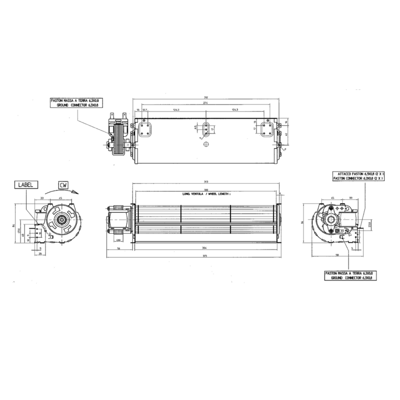 VENTILATEUR TANGENTIEL pour poêle à granulé pellet 60/300 - 35W