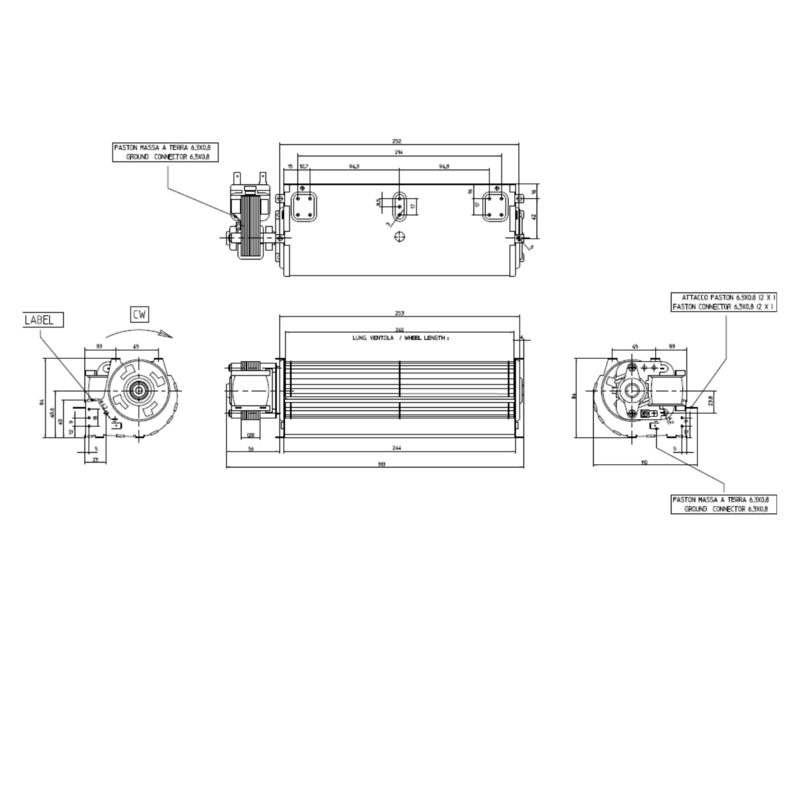 VENTILATEUR TANGENTIEL pour poêle à granulé pellet 60/240 - 35W