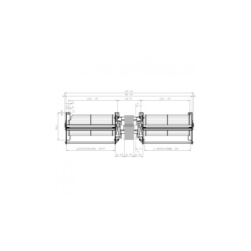 VENTILATEUR TANGENTIEL DOUBLE pour poêle à granulé pellet 80/220