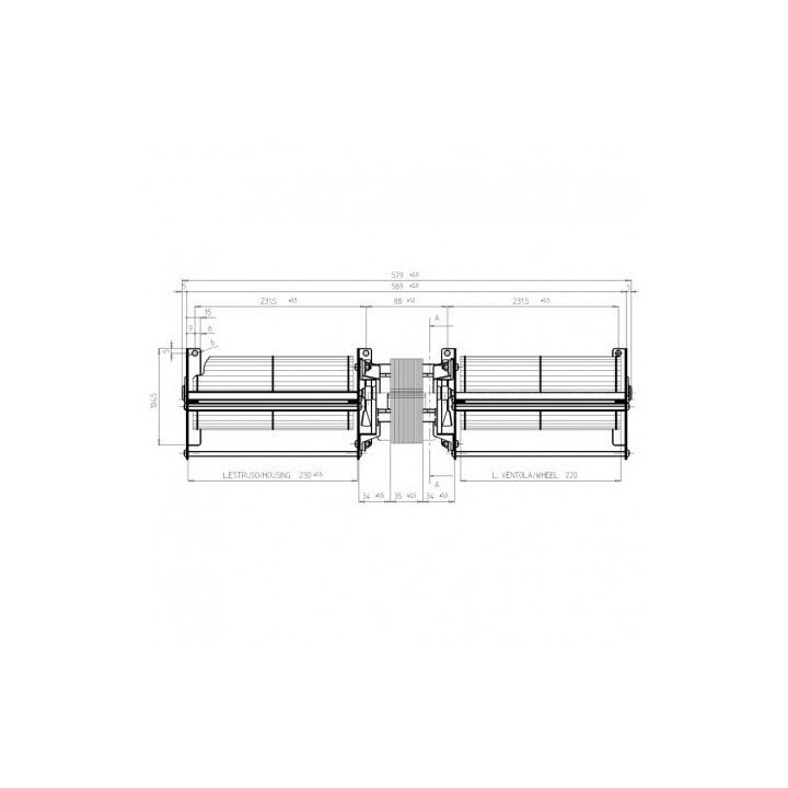 VENTILATEUR TANGENTIEL DOUBLE pour poêle à granulé pellet 80/220