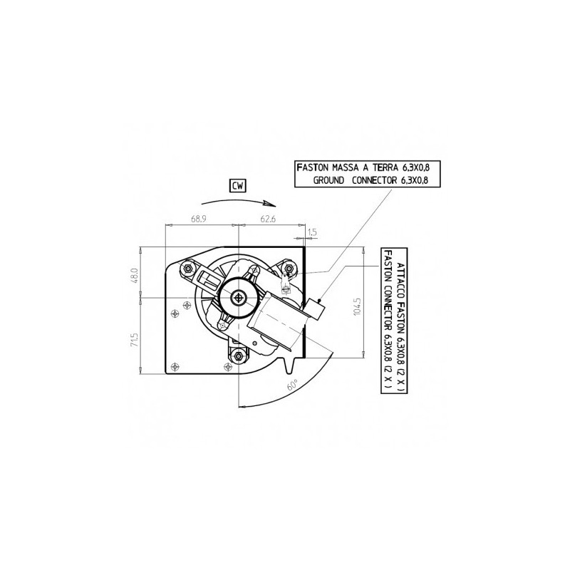 VENTILATEUR TANGENTIEL DOUBLE pour poêle à granulé pellet 80/220