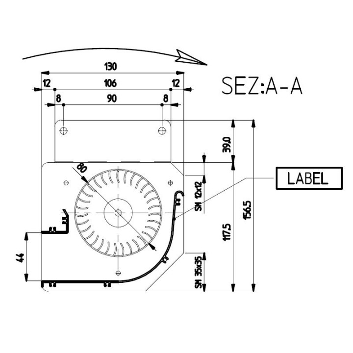 VENTILATEUR TANGENTIEL pour poêle à granulé pellet 80/330