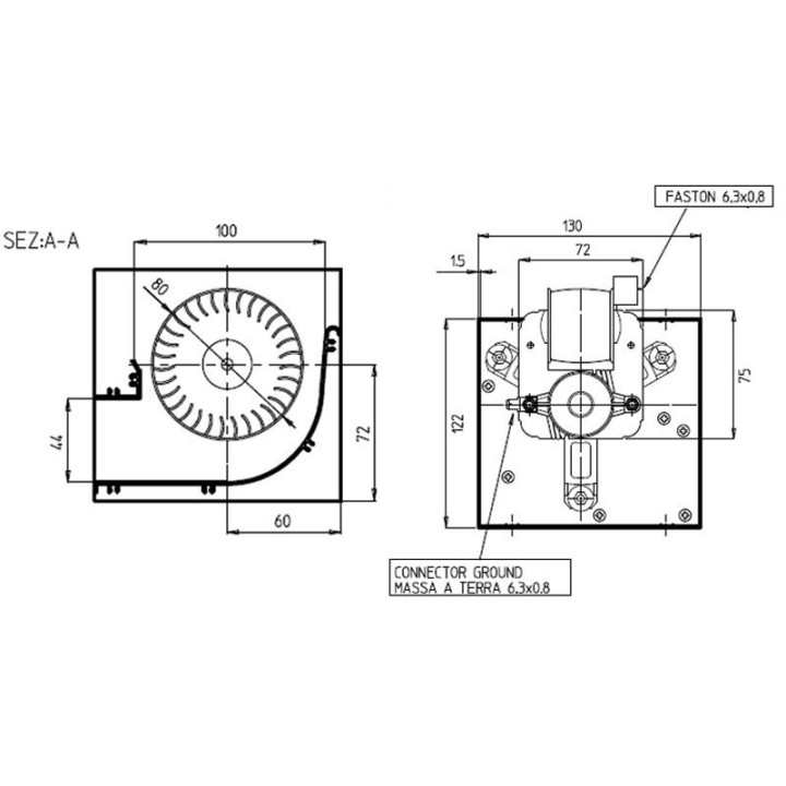 VENTILATEUR TANGENTIEL pour poêle à granulé pellet 80/300