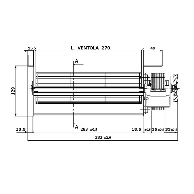 VENTILATEUR TANGENTIEL pour poêle à granulé pellet 80/270