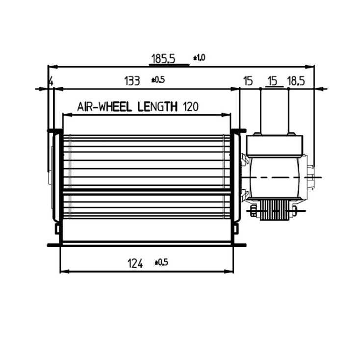 VENTILATEUR TANGENTIEL pour poêle à granulé pellet 60/120 - 20W
