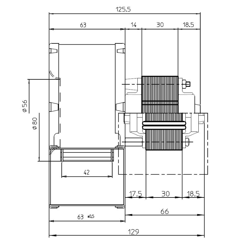 VENTILATEUR CENTRIFUGE pour poêle à granulé pellet 80x42-H30