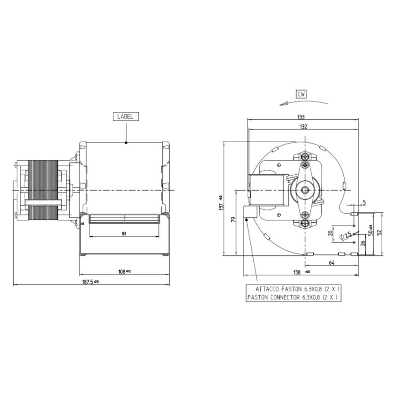 VENTILATEUR CENTRIFUGE pour poêle à granulé pellet 80x83-35