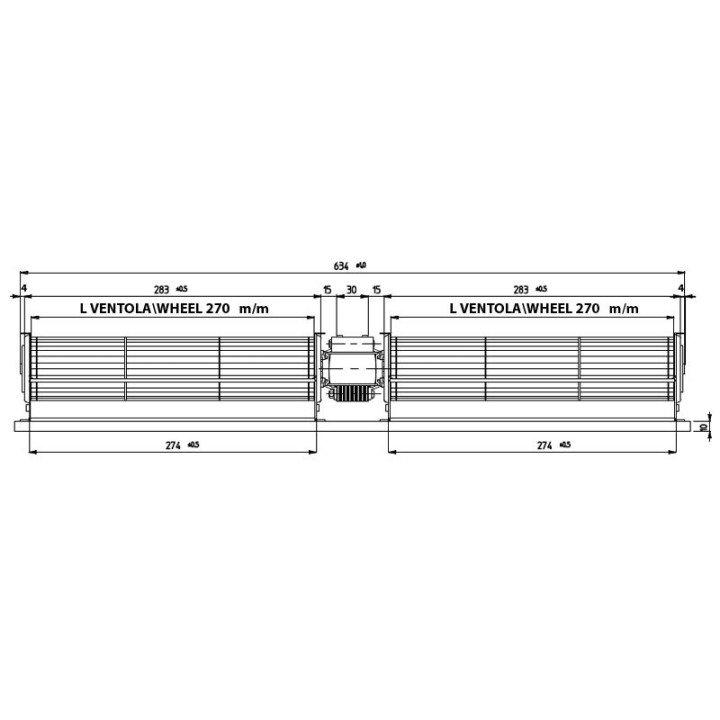 VENTILATEUR TANGENCIEL DOUBLE pour poêle à granulé pellet 60/270
