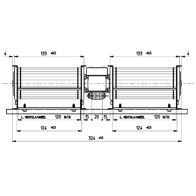 VENTILATEUR TANGENTIEL DOUBLE pour poêle à granulé pellet 60/120
