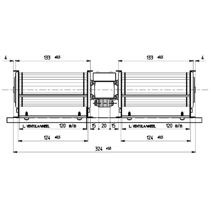 VENTILATEUR TANGENTIEL DOUBLE pour poêle à granulé pellet 60/120