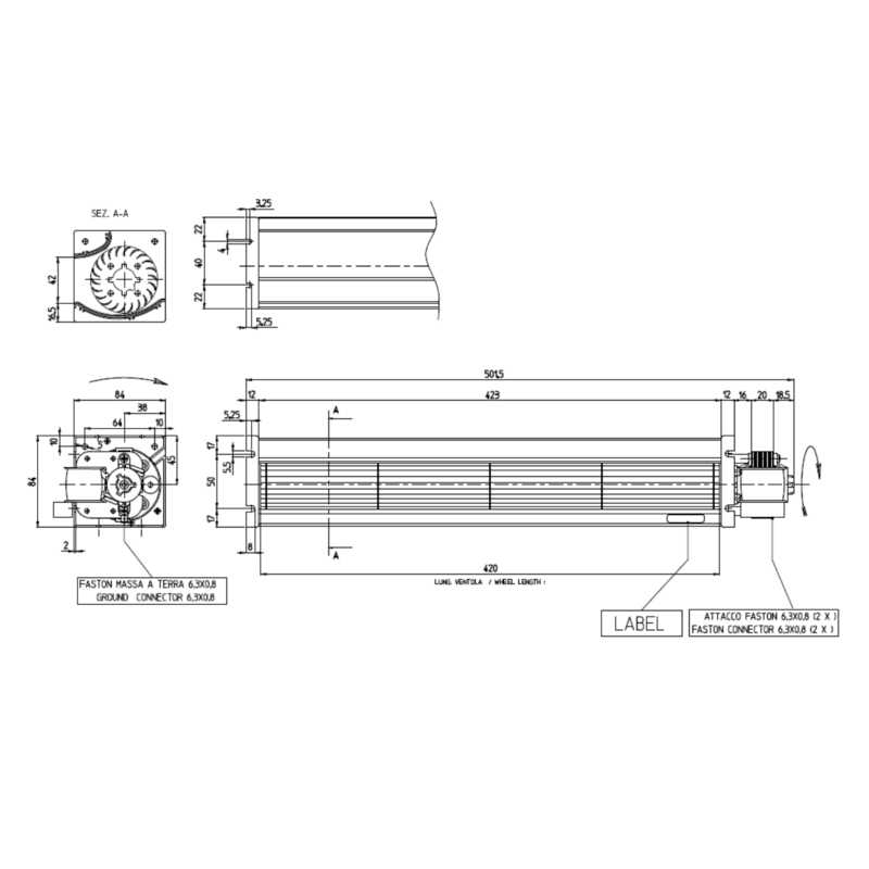 VENTILATEUR TANGENTIEL pour poêle à granulé pellet 60/420 - 25W