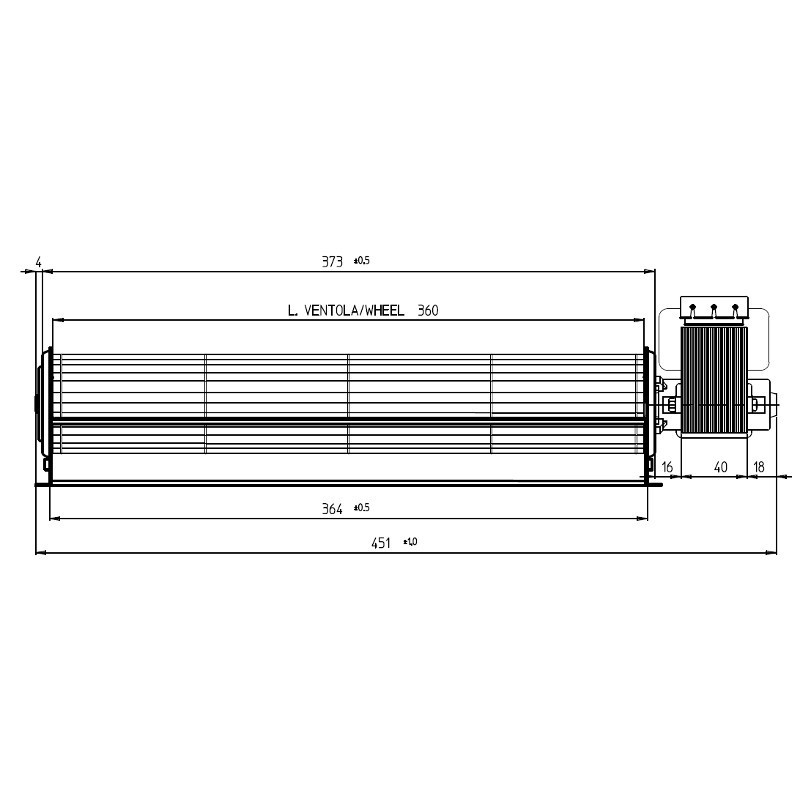 VENTILATEUR TANGENTIEL pour poêle à granulé pellet 60/360