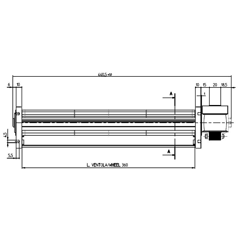 VENTILATEUR TANGENTIEL pour poêle à granulé pellet 45/360