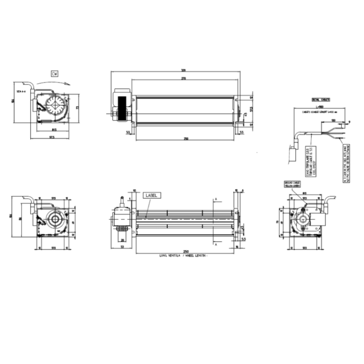 VENTILATEUR TANGENTIEL pour poêle à granulé pellet 45/250