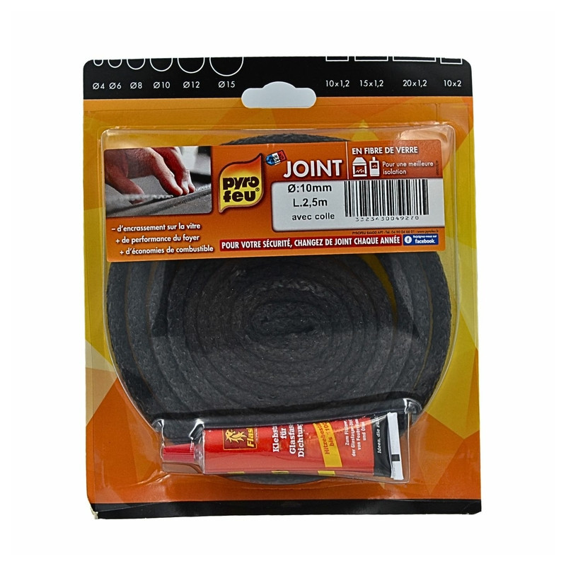 Joint rond d'étanchéité porte poêle, insert bois et granulé 10 mm