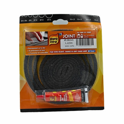 Joint rond d'étanchéité porte poêle, insert bois et granulé 8 mm