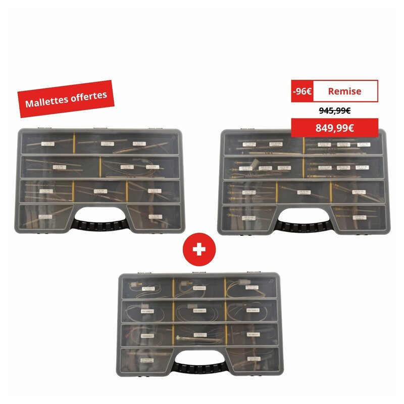 Pack de 3 mallettes de dépannage de bougies poêle à granulés pour technicien