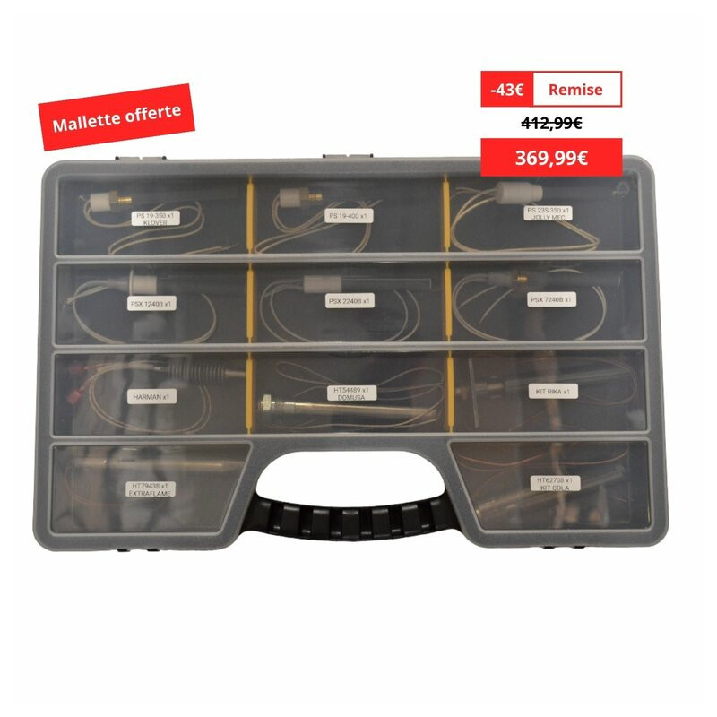 Mallette de dépannage bougies céramiques/spéciales poêle à granulés pour technicien